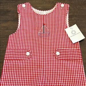 New with Tags The Proper Peony Red Check Sailboat Jon Jon